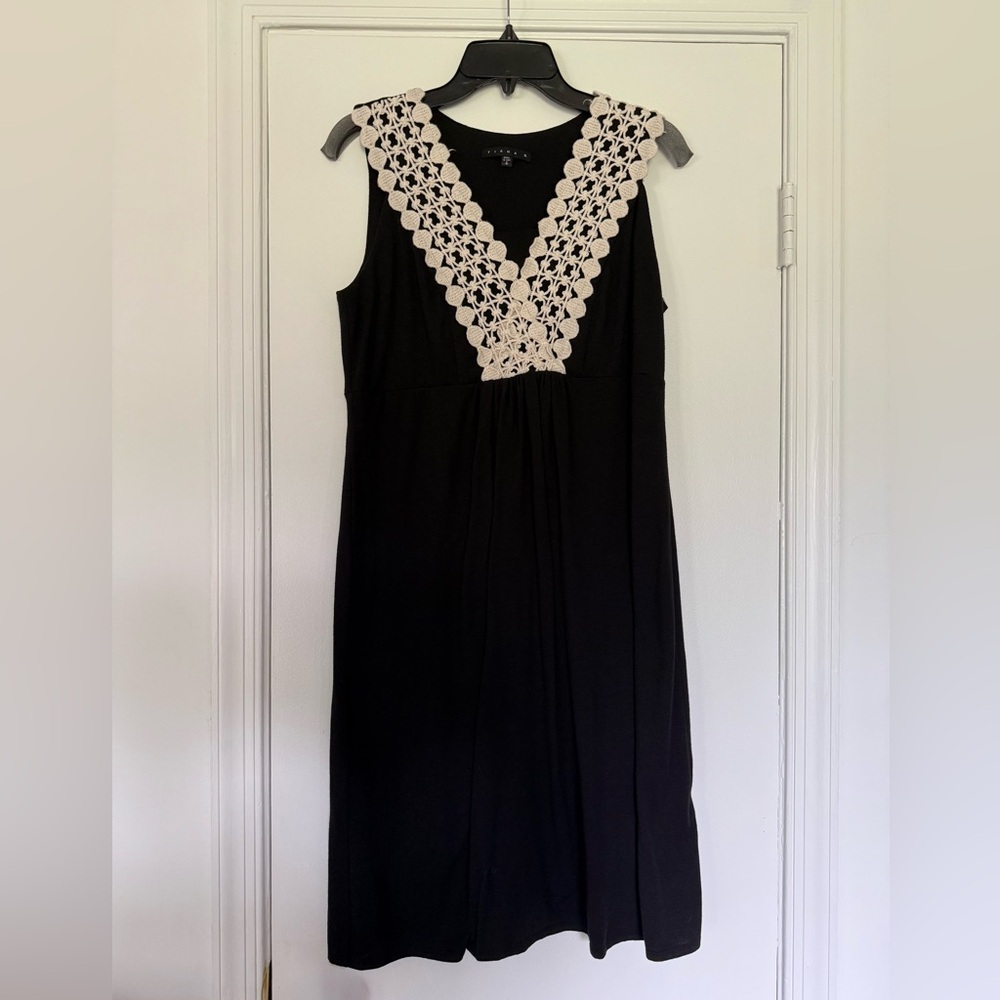 Tiana B. Black and White Sleeveless V-Neck Dress